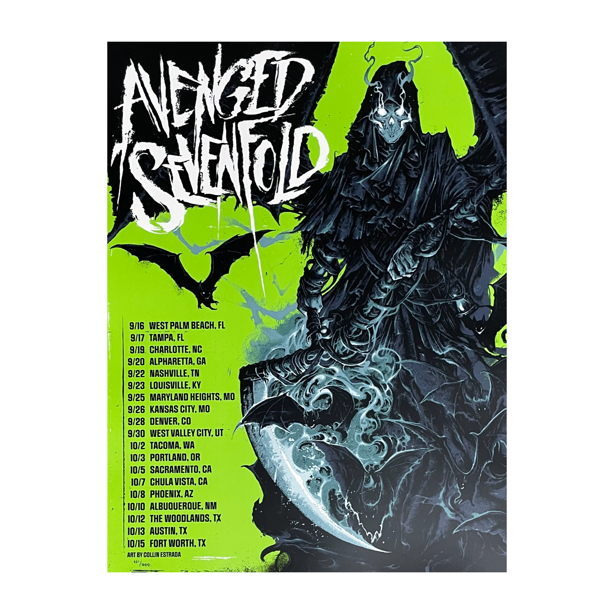 Avenged Sevenfold 2023 Leg 2 Green Variant - Poster – A7X World Avenged Sevenfold 2023 Leg 2 Green Variant - Poster – A7X World