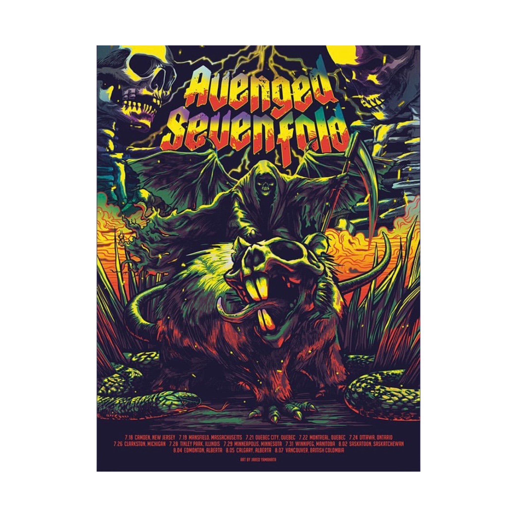 Avenged Sevenfold 2023 Leg 1 Yellow Variant Rainbow Foil - Poster