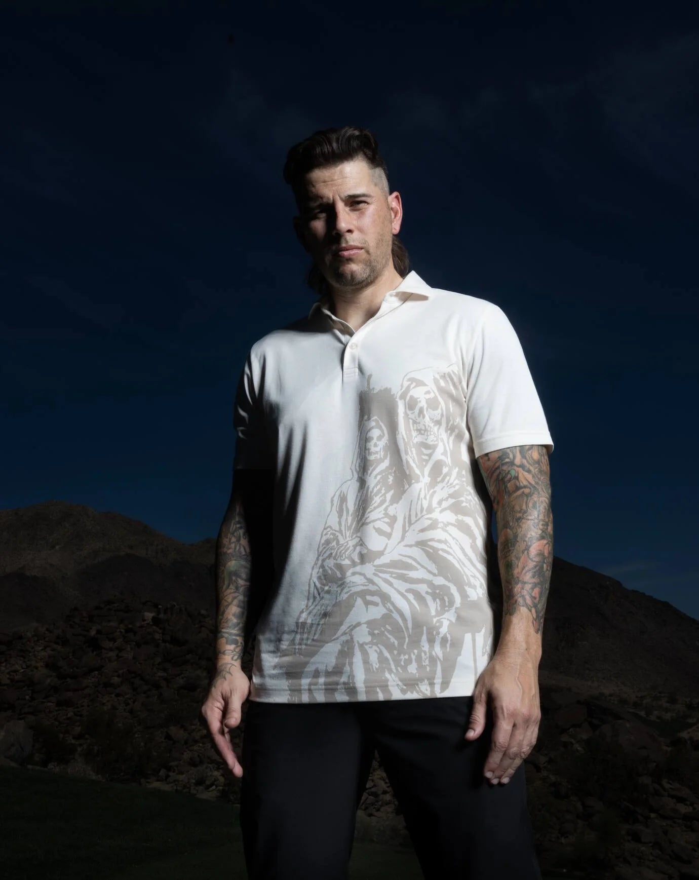 travis mathew dress shirt TravisMathew Men's Knit Featherweight Night Button-Up Shirt in Mood Indigo/Vintage Indigo, Size Medium