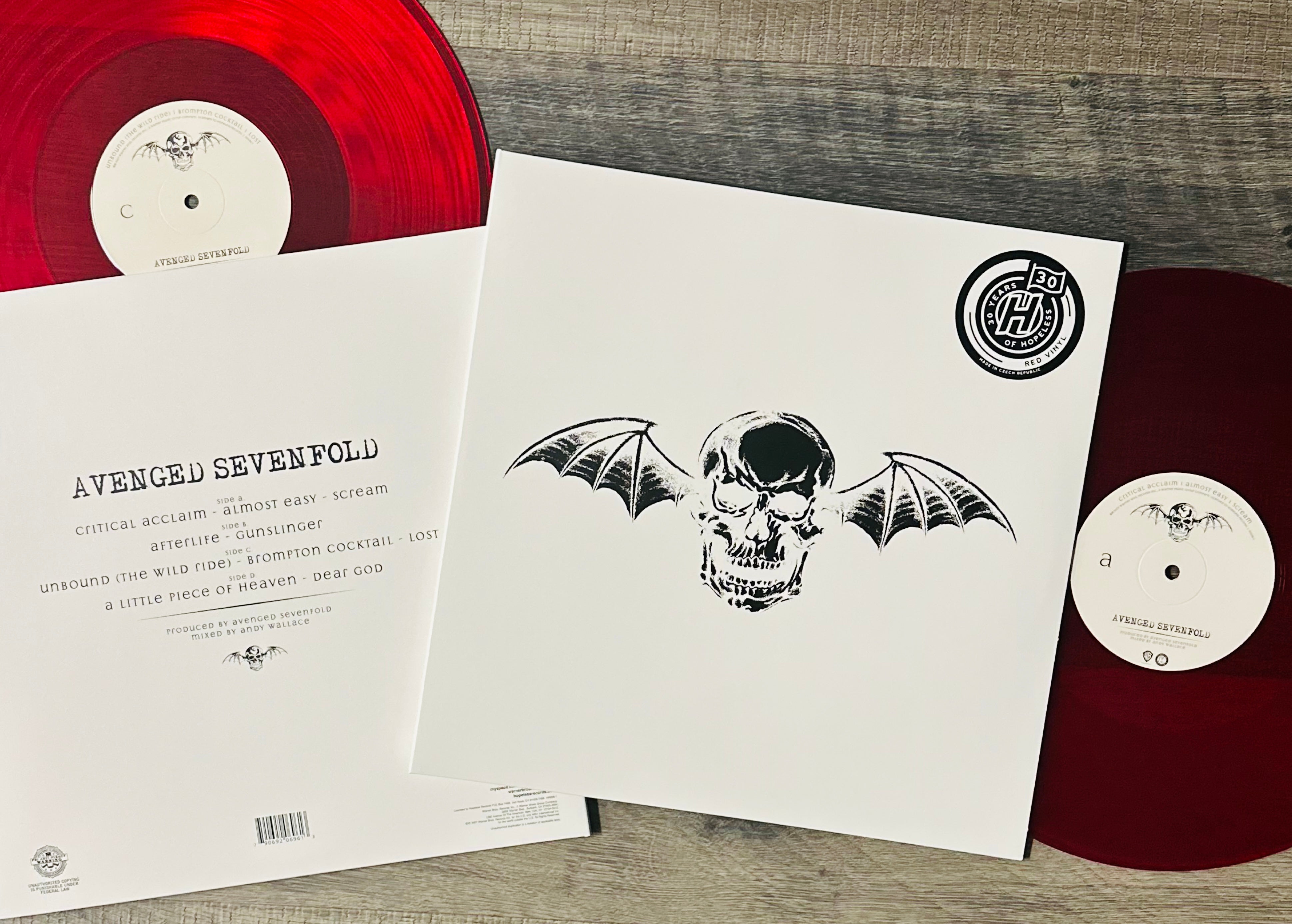 Avenged Sevenfold Afterlife Vinyl Record Song Lyric Print - Red Heart Print
