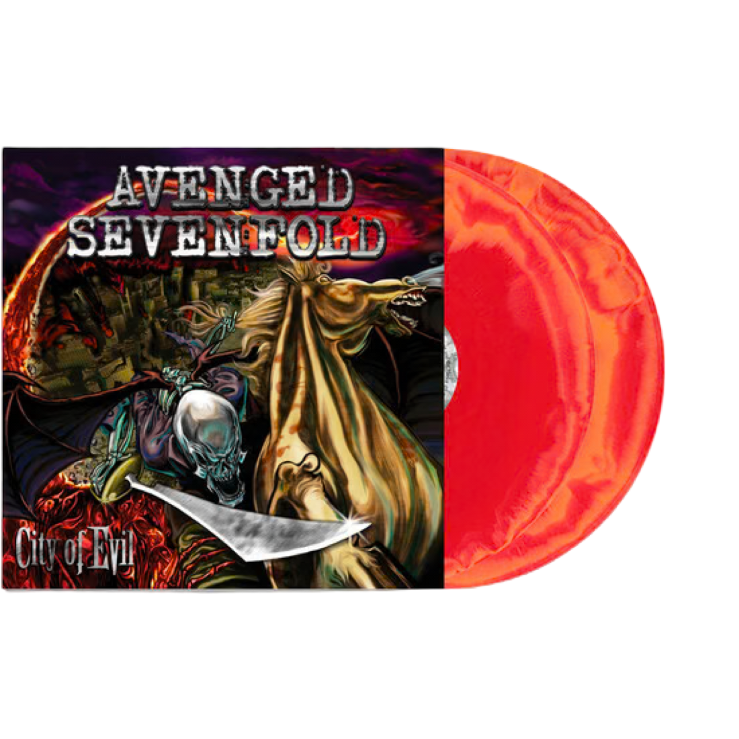 Avenged Sevenfold 'City Of Evil' 20th Anniversary Orange and Red Swirl - Vinyl Record
