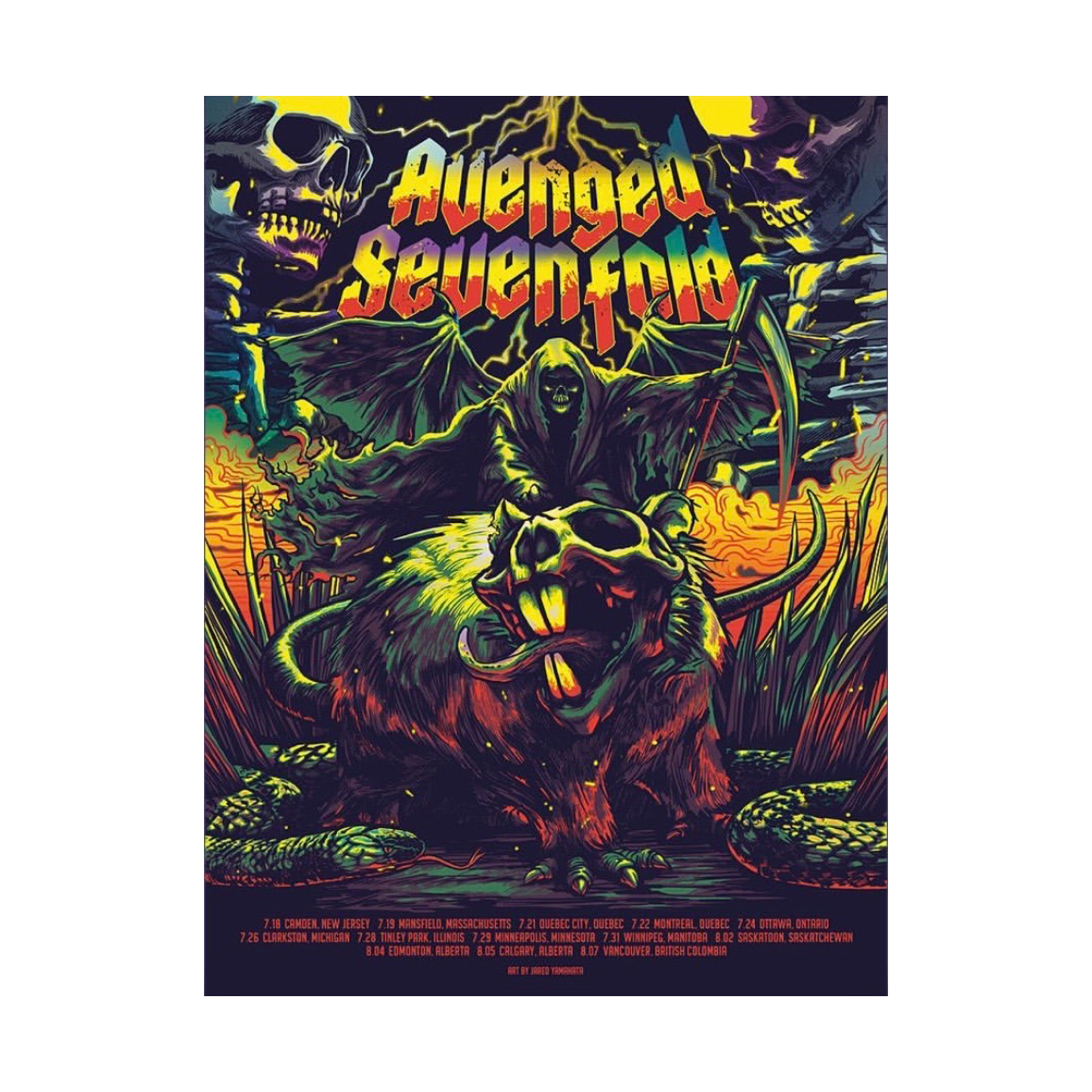 Avenged Sevenfold 2023 Leg 1 Yellow Variant Rainbow Foil - Poster