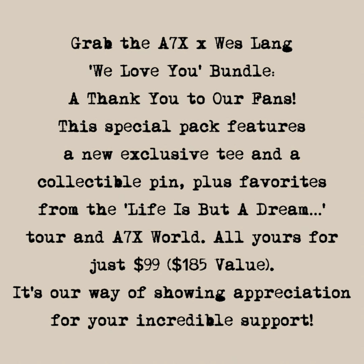 "We Love You" A7X x Wes Lang Merch Box