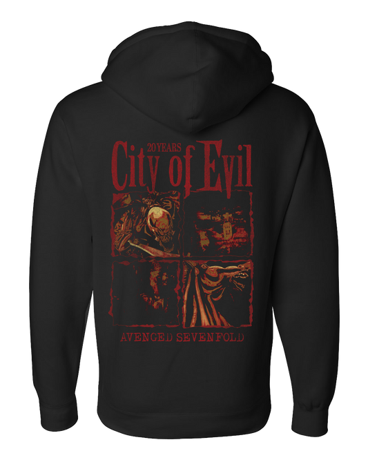 City of Evil - Black Heavyweight Hooded Pullover (COE 20th Anniversary)